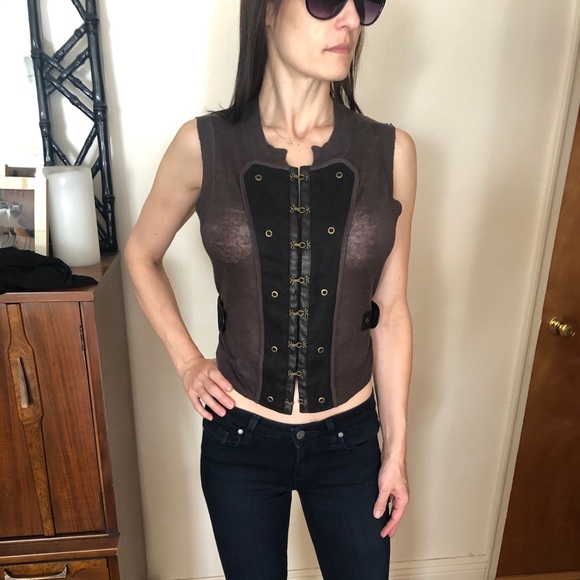 Tops - Allsaints brown cotton top from London